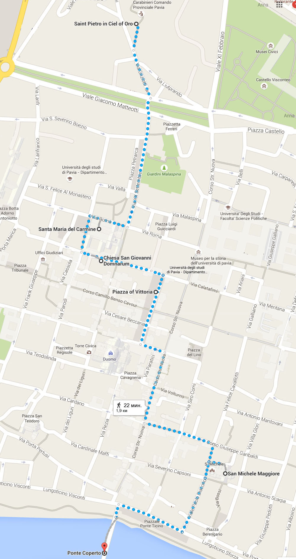 Карта Павии